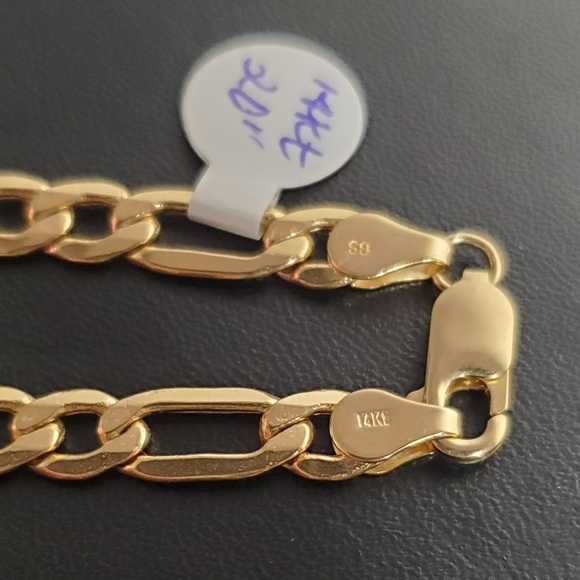 SOLID 14kt YELLOW GOLD Figaro Link Men's Chain - Picture 5 of 7